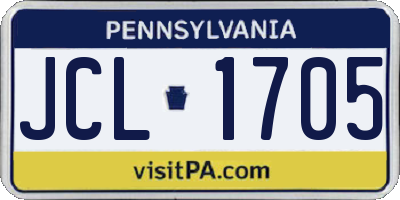 PA license plate JCL1705