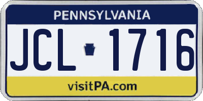 PA license plate JCL1716