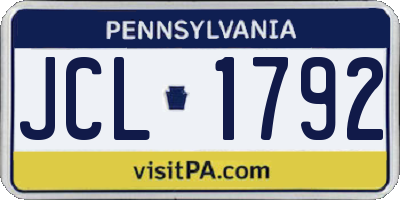 PA license plate JCL1792