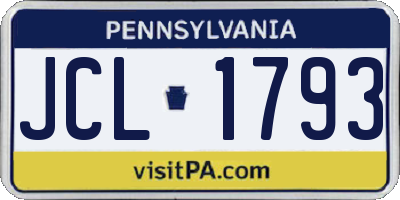 PA license plate JCL1793