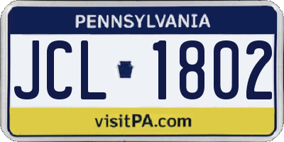 PA license plate JCL1802