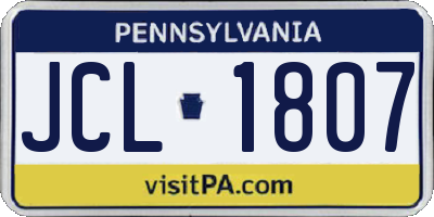 PA license plate JCL1807