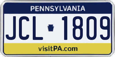 PA license plate JCL1809