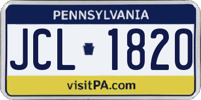 PA license plate JCL1820
