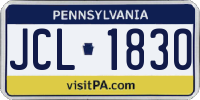 PA license plate JCL1830