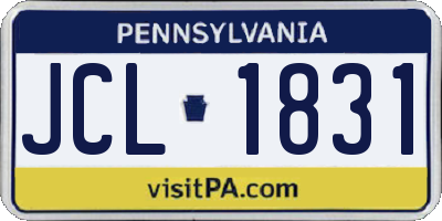 PA license plate JCL1831