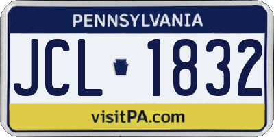 PA license plate JCL1832