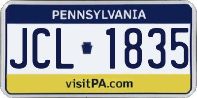 PA license plate JCL1835