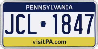 PA license plate JCL1847