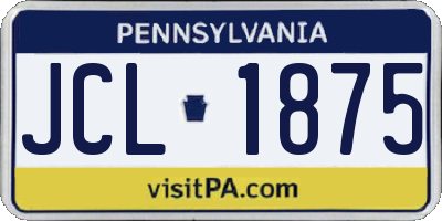 PA license plate JCL1875