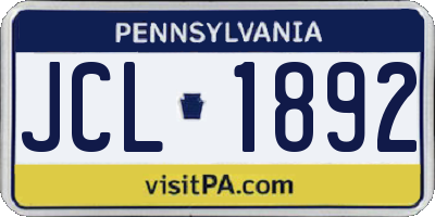PA license plate JCL1892