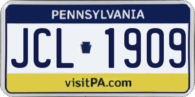 PA license plate JCL1909