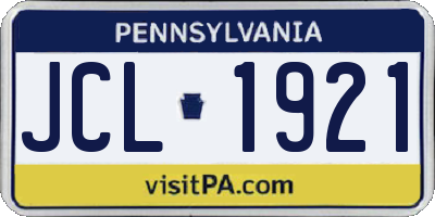 PA license plate JCL1921