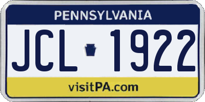 PA license plate JCL1922