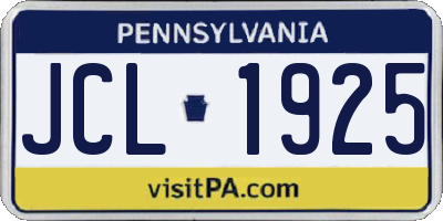 PA license plate JCL1925