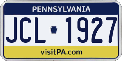 PA license plate JCL1927