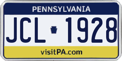 PA license plate JCL1928