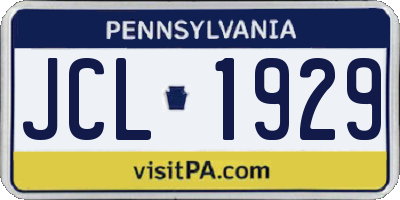 PA license plate JCL1929