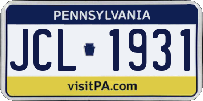 PA license plate JCL1931