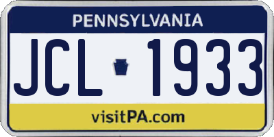 PA license plate JCL1933