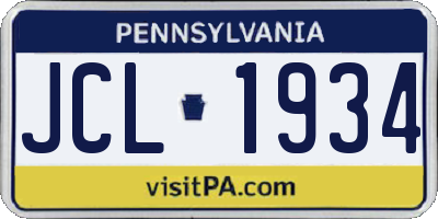 PA license plate JCL1934