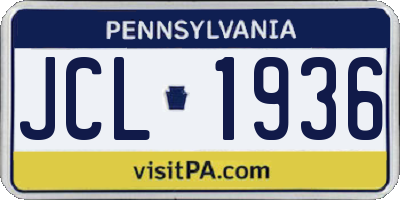 PA license plate JCL1936