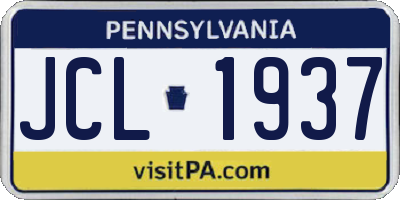 PA license plate JCL1937