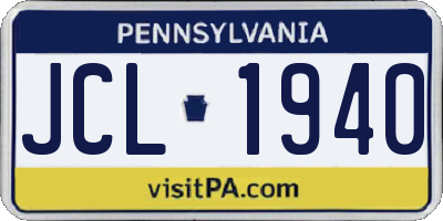 PA license plate JCL1940