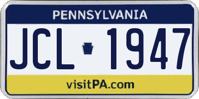 PA license plate JCL1947
