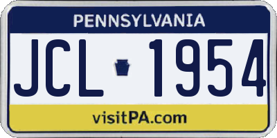 PA license plate JCL1954