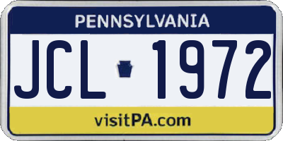 PA license plate JCL1972