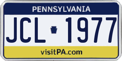 PA license plate JCL1977