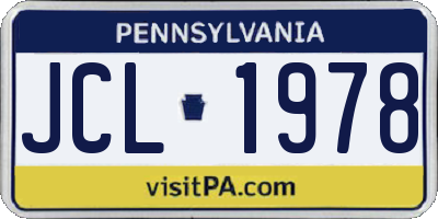 PA license plate JCL1978