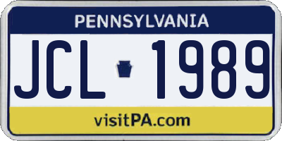 PA license plate JCL1989