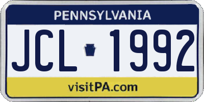 PA license plate JCL1992