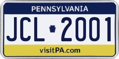 PA license plate JCL2001