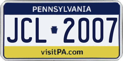 PA license plate JCL2007