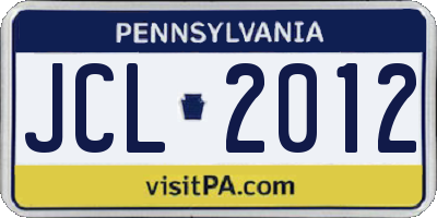 PA license plate JCL2012