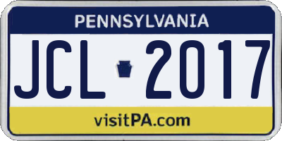 PA license plate JCL2017