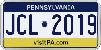 PA license plate JCL2019