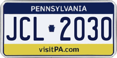 PA license plate JCL2030