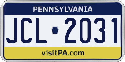 PA license plate JCL2031