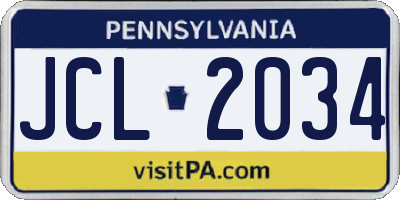 PA license plate JCL2034