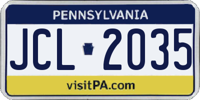 PA license plate JCL2035