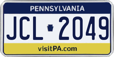 PA license plate JCL2049