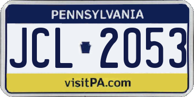 PA license plate JCL2053