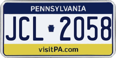 PA license plate JCL2058