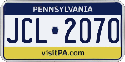 PA license plate JCL2070