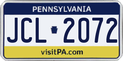 PA license plate JCL2072
