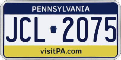 PA license plate JCL2075